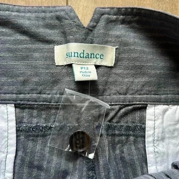 NEW Sundance Amelia Linen Blend Pinstripe Trouser Pants in Blue Gray Sz 12P - Picture 7 of 10